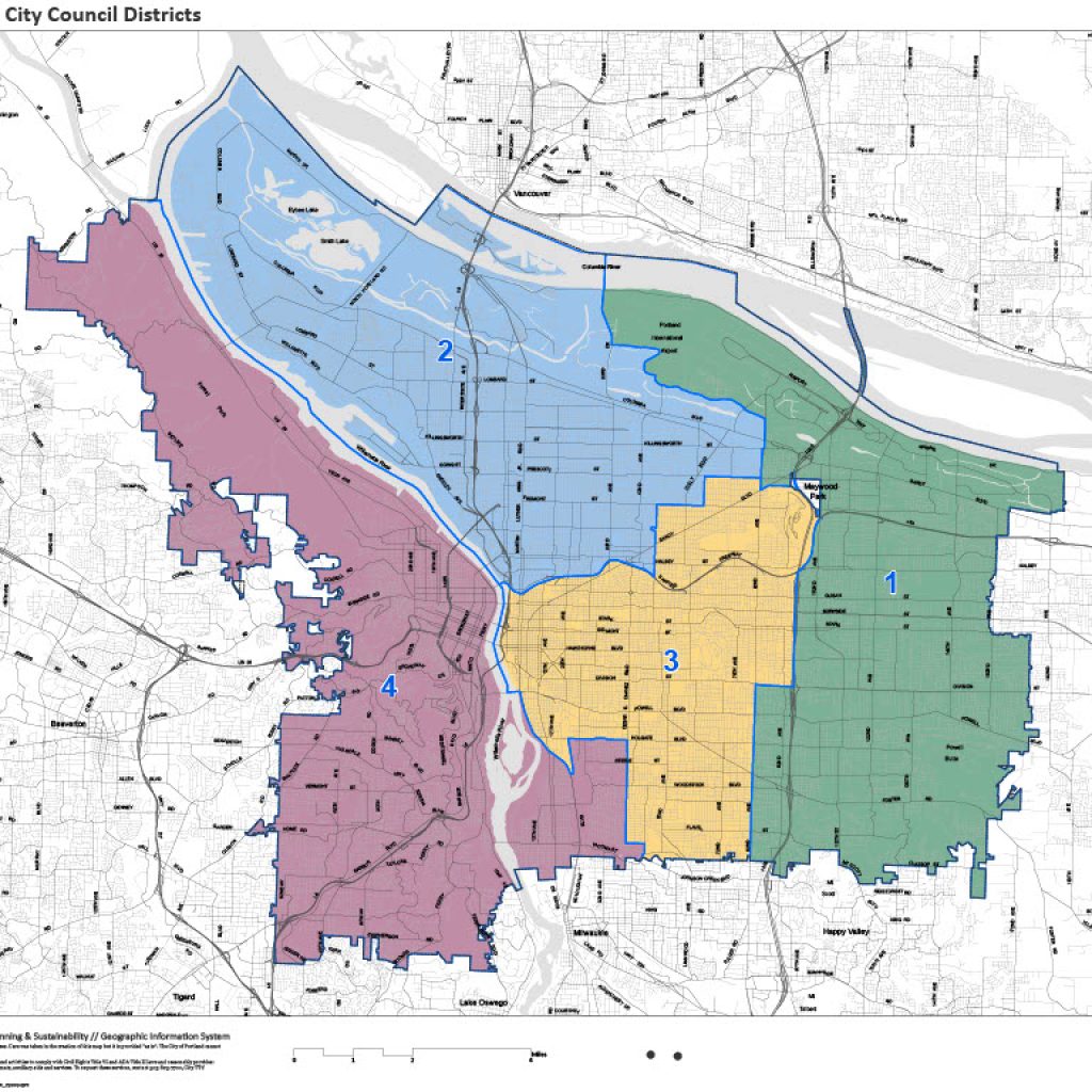 Map of Portland District Four boundaries and member neighborhood associations