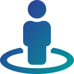 A stylized person standing in a circle.