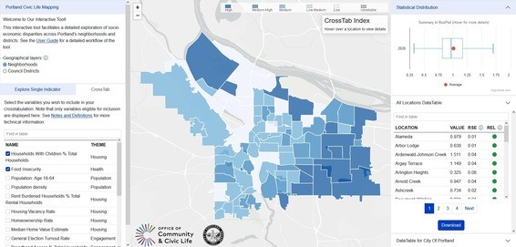 Portland neighborhood-level demographic mapping tool from PSU Population Research Center